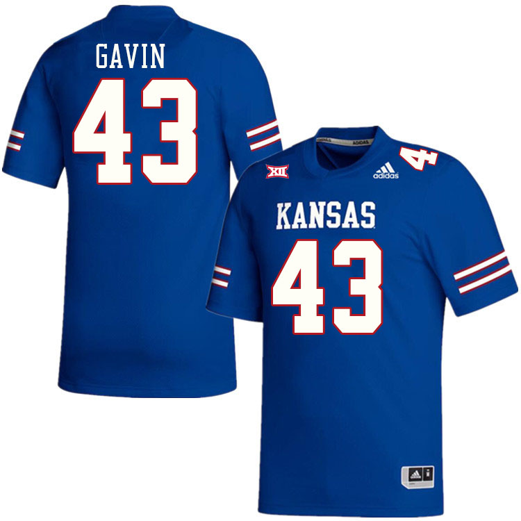 Men #43 Will Gavin Kansas Jayhawks College Football Jerseys Stitched Sale-Royal